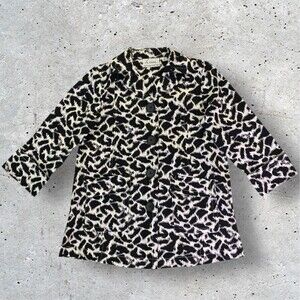 Linea Louis Dell'Olio Jacket Womens XS Brown Black Leopard Animal Print EUC